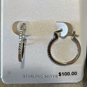 20 mm cz sterling silver hoop earrings